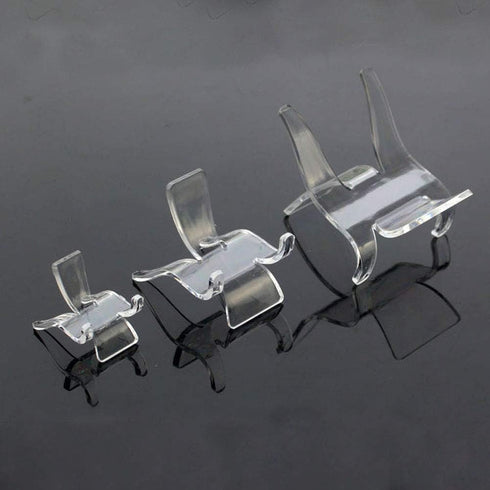 Teensery 6 Pieces Clear Plastic Display Stands 3 Sizes Display Easel Holders Small Collectibles Display Rack for Jewelry Crystal Geode Rock Minera...