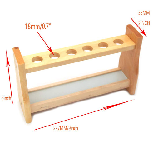 Chiloskit 0.7" (18mm) Holes Wood Wooden Test Tube Rack Holder Stand for API 10ml 25ml Test Tubes Lab Tube Racks Pen Holder (10ml 6Slots)...