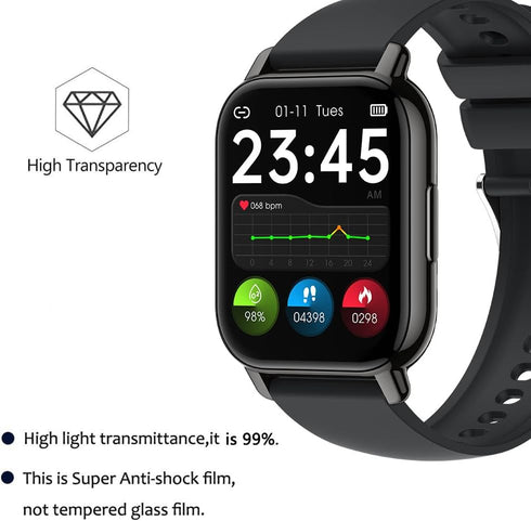 3 Pack Compatible with Popglory P66 1.85'' Smartwatch Screen Protector Film for P66 1.85 inch Smart Watch Screen Protectors Foils 3D Full Coverage...