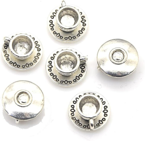 30 Pcs Metal Teapot Tea Cup Charms Pendants Mini Coffee Mug Pendants Vintage Tea Kettle Charms Bulk Pendant for DIY Crafts Bracelet Earrings Neckl...