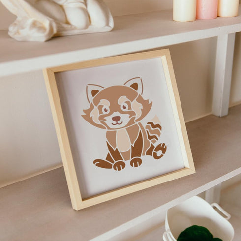 8pcs Small Animal Stencils 8×8inch Reusable Wild Animal Painting Stencils with Paint Brush Small Panda Lion Koala Cow Elephant Template for Wood R...