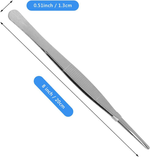 AHIER Kitchen tweezer Stainless Steel, 8inch Long tweezer with Precision Serrated Tips for Cooking Pincette for Sea food, Bar Tweezer...