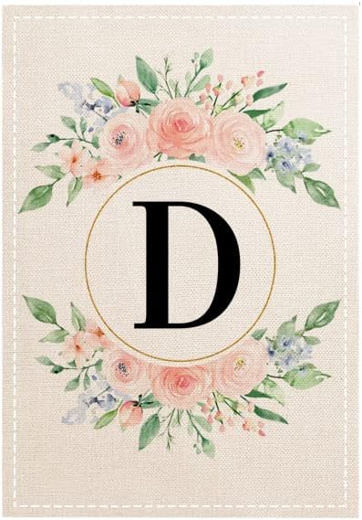 Monogram Letter D Garden Flags for Outside 12x18 Inch Double Sided, Outdoor Patio Front Porch Lawn Garden Decor, Family Last Name Yard Flag,Spring...