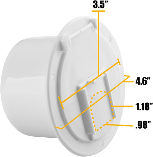 RV 4 3/4 inch Round Electrical Cable Hatch for 30 and 50 Amp Cords (White)...