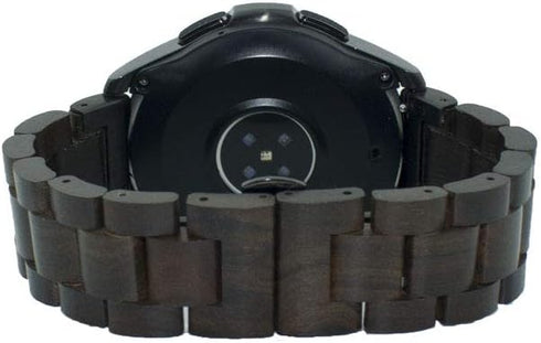 Band 20mm Compatible with Samsung Galaxy Watch/Gear S2 S3/ Active/Active 2, Natural Wooden Stainless Steel Link Bracelet Strap for Samsung Galaxy ...