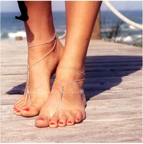 Olbye Bar Ring Toe Anklet Bracelet Silver Barefoot Sandals Simple Ankle Bracelet Foot Chain Jewelry for Women 1Pcs...