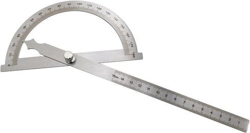 Haidong Angle Measuring Instrument Stainless Steel Protractor 0-180 Degree Rotary Arm Measuring Ruler Woodworking Degree Protractor?15cm?1PCS...