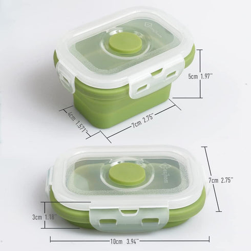 Collapsible Silicone Food Storage Container, Portion Control Container with Clip-on Lid, Stackable, Space Saving, Microwave/Fridge/Freezer/Dishwas...