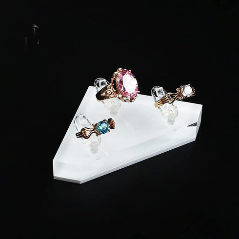 1PC White Triangle Acrylic Ring Display Stand Jewelry Display Holder 3 Rings Organizer for DIY Craft Tradeshows Showcases Photo Props...
