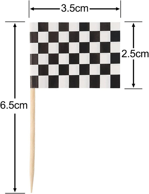 Pangda 100 Pack Checkered Racing Flag Toothpicks Cupcake Picks Toothpick Flag Dinner Race Car Cake Toppers Decorations Party Supplies...