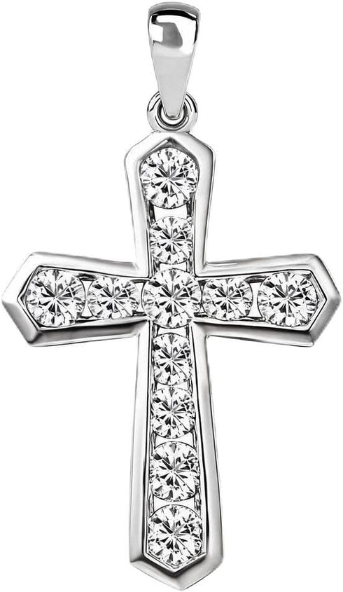 925 Sterling Silver Cross Pendant for Men & Women - Cubic Zirconia Cross Pendants Silver Cross Jewelry - Catholic Faith Religious Christian Birthd...