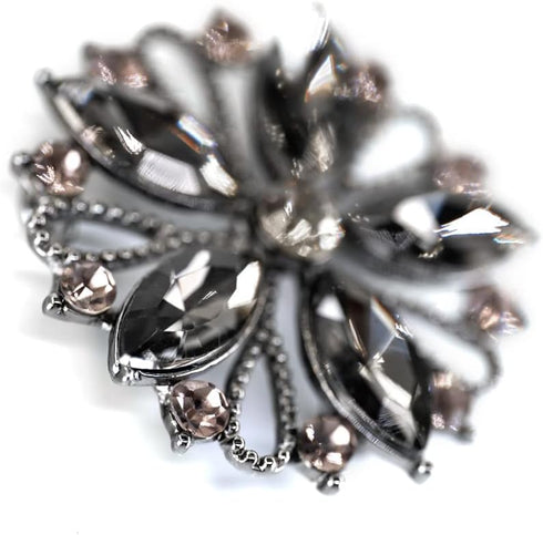 10 pcs Black Hollow Metal Flower Rhinestone Petals Sewing Coat Buttons -40mm -11/2"...