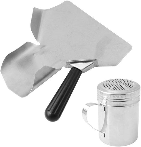 Popcorn Scoop and Salt Shaker, Stainless Steel Popcorn Scooper French Fry Scoop Serving Spoon for Filling Foods into Bags Boxs, Home Theater Popco...