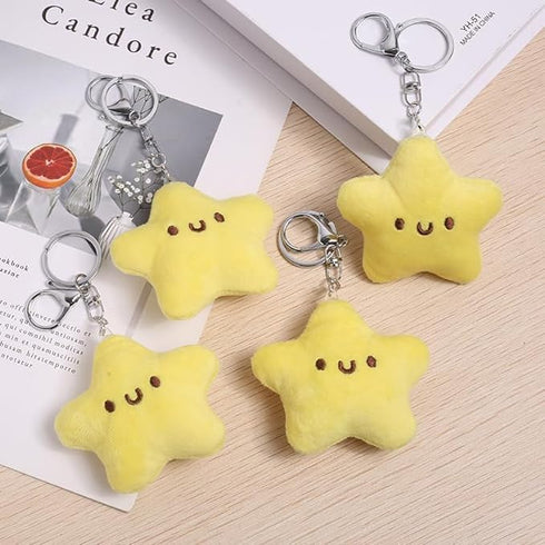 3 Pcs Yellow Plush Star Car Keychain Backpack Accessories Doll Pendant Heart Healing in Addition to Serving as a Keychain, for Backpack, Plush Wom...
