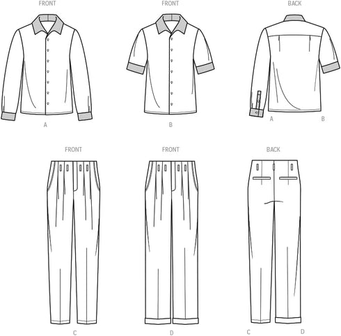 Know Me Men's Button Up Shirt and Pants Sewing Pattern Packet by Julian Creates, Design Code ME2018...