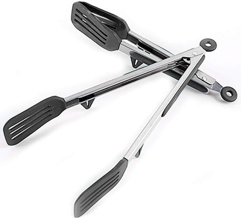 Kitchen Tongs 9 inches and 12 inches Fish Spatula Stainless Steel Locking with Silicone Tips Cooking Salad Buffet BBQ Serving Tongs Heat Resistant...