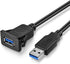 USB3.0 Square Flush Mount - 1M 3ft USB 3.0 Extension Mount, Dash Mount, Flush Mount, Panel Mount Cable, for Car, Boat, Motorcycle (3 feet)...