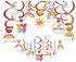 15Ct Rainbow Hanging Swirl Decorations - Sunshine Birthday Party Supplies Fan Decors...