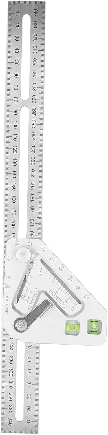 Combination Square with Bubble Level Silver Flexible Woodworking Triangle Ruler Carpentry Tools...