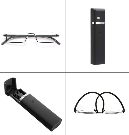 2 Pack Half Frame Reading Glasses for Men and Women Lightweight Computer Readers with Portable Case 1.75...