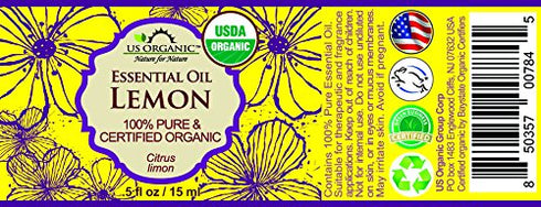 US Organic 100% Pure Lemon Essential Oil - USDA Certified Organic, Cold Pressed - W/Euro droppers (More Size Variations Available) (15 ml)...