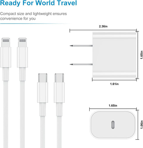 iPhone Charger Fast Charging 6ft Cord?Apple MFi Certified? USB C to Lightning Cable with 20W Fast Charger Block for iPhone 14 Pro Max/13 Plus/12 M...