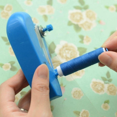 Blue Handheld Sewing Machine, Portable Mini Manual Sewing Machine Handy Needlework Tool Mini Sewer Machine Hand Stitcher Sewing Machine Beginner S...