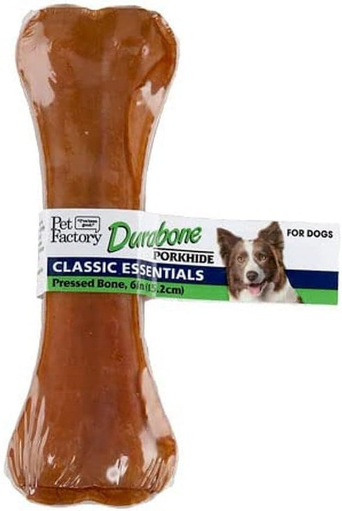 Pet Factory Classic Essentials Porkhide 6" Durabone Dog Chew Treat for Aggressive Chewers - Natural Flavor, 1 Count/1 Pack...
