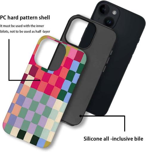 SEized Case Compatible with for iPhone 14,Colorful Checkerboard Phone Case for Girl Women Boy Men,Durable Protection Case for iPhone 14...
