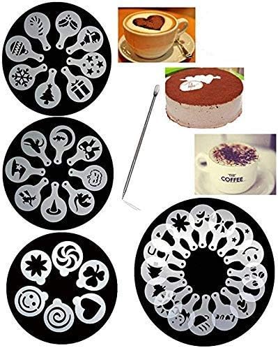 38 Cookie Stencils + Latte Art Pen, Cake Decoration Templates for Coffee, Cappuccino & More...