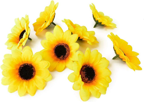 HUIANER Artificial Sunflower Heads, 2.8" Fake Simulation Sunflower Head for Wedding Home Party Cake Decoration 30PCS...
