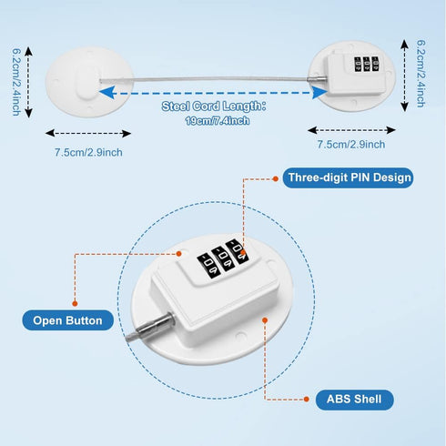 Refrigerator Lock Combination AOSITE Fridge Locks for Adults Mini Fridge Locks for Kids Refrigerator Adhesive (White 4 Pack)...
