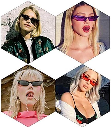 W&Y YING Small Cat Eye Sunglasses for Men and Women Skinny Retro Frame Y2K Shades Trendy Fun Fashion Glasses...