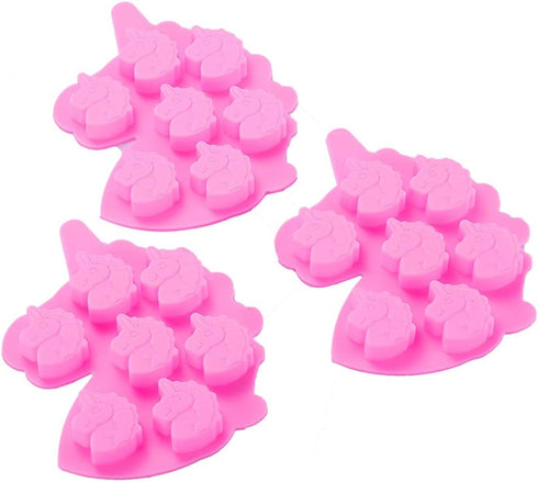 3 Pack Medium Size 7 Cavities Unicorn Silicone Chocolate Mold for Making Unicorn Shape Gummy, Candy, Chocolate, Ice Cube, Jelly, Mousse, Small Cak...