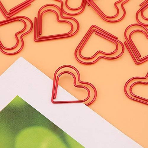 12Pcs Paperclips Heart Shaped Paper Clip Holders, Bookmark Marking Document Organizing Clip for Files Papers Office Supply(Red)...