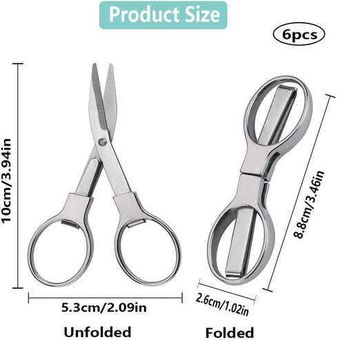 6 Pcs Folding Scissors, PIVHWIR Portable Telescopic Scissors Safety Travel Trip Scissors for Home Camping Office...