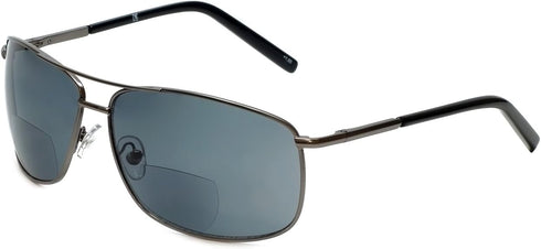 Designer Bi-Focal Reading Sunglasses Jordan in Gunmetal +2.00...