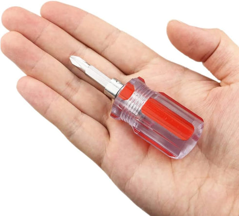 5 Pcs Stubby Magnetic Screwdriver with Phillips Head and Flat Head, 2-in-1 Cross-Head Flathead Interchangeable Bit Tool for Dismantle and Repair...