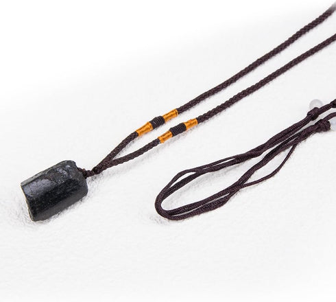 2Pcs Natural Black Tourmaline Stone Pillar Pendant Necklace Tourmaline Amulet Natural Free Form Crystal Healing Pendant...