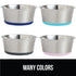 Gorilla Grip Stainless Steel Metal Dog Bowl Set of 2, Rubber Base, Heavy Duty Feeding Dishes, Food Grade BPA Free, Less Sliding, Quiet Pet Bowls f...