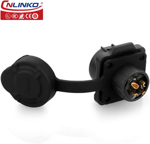 CNLINKO M12 4Pin Waterproof Connector, PBT Plastic DC 12V Cable Panel Mount, Male Female Plug Mount for Medical (4 Pin)...