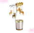Rotating Candlestick Holder Christmas Carousel Spinning Deer Tea Light Holder Table Decoration (Gold)...