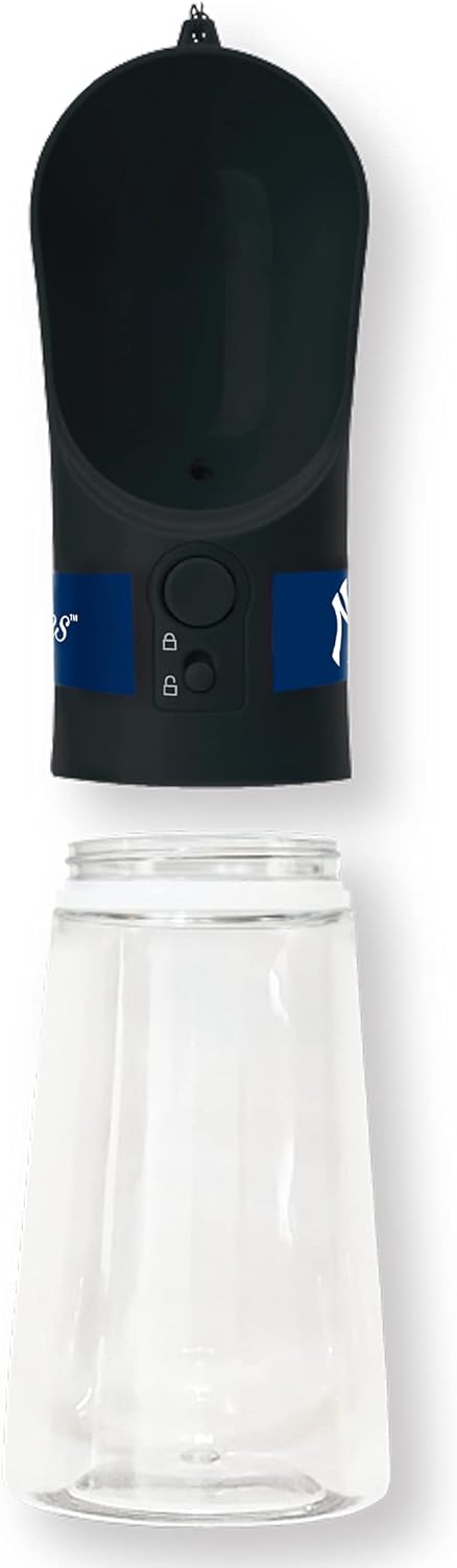 MLB Dog Water Bottle - New York Yankees Baseball Pet Water Bottle. Best Cat Water Bottle. Water Fountain Dispenser for Dogs & Cats, 13.5oz Cool Pe...