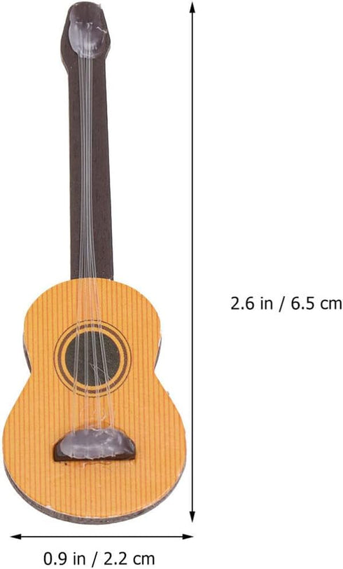 Healifty Base Guitar 4PCS Wooden Miniature Guitar Dollhouse Mini Musical Instrument Photo Props Doll House Model Home Decor...