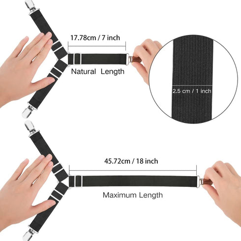 Foloda Sheet Holders, 4 pcs Adjustable Bed Sheet Straps, Fitted Sheet Holder Clips Fasteners Suspenders Gripper Locker Scrunchie for Bed Mattress ...