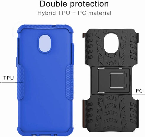 Yiakeng Galaxy J7 2018 Shockproof Protective Case with Kickstand - Blue...