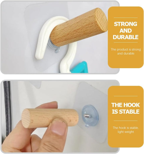 1Pc Light Yellow Hat Hooks for Wall Hat Hanger Adhesive Wood Hooks Self Adhesive Hooks Wooden Hat Rack Coat Hooks Wall Mounted Hook Coat Hooks Hom...
