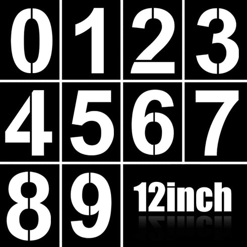 12 Inch Large Number Stencils Kit 0-9 Address Number Stencil Set Reusable Plastic Number Painting Templates Stencils for Address Number Mailbox Si...