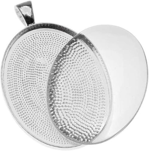 Julie Wang 10 Sets Silver Assorted Oval Setting Bezel Tray Pendant Blanks With Glass Cabochon 40x30mm...