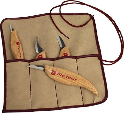 Flexcut Wood Carving Tools Set 4 Piece Carving Knife Set KN100, Whittling Knives Include Solid Ash Handle...